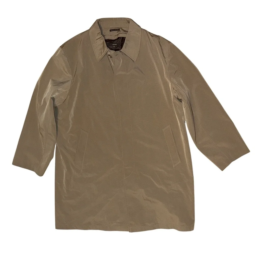 Alfani Mens Tan Lightweight‎ Full Zip Collared Trench Coat Jacket Size 44R